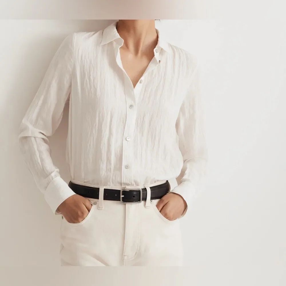 Madewell Crinkled Button-Up Shirt NWT Size XXS